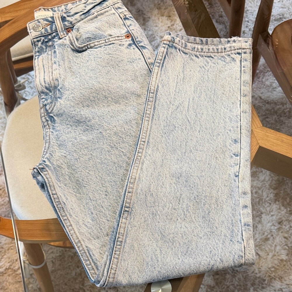 Zara Women's High Rise Denim Jeans - Light Blue